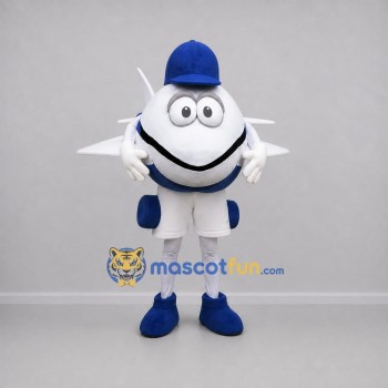 Custom White and Blue Airplane Mascot Costume Adult Full Body Suit for Aviation Events Custom White and Blue Airplane Mascot Costume Adult Full Body Suit for Aviation Events