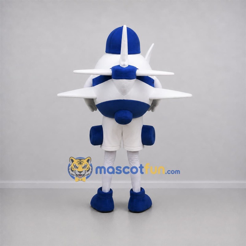 Custom White and Blue Airplane Mascot Costume Adult Full Body Suit for Aviation Events Custom White and Blue Airplane Mascot Costume Adult Full Body Suit for Aviation Events