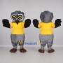 Custom Gray and Yellow Owl Mascot Costume Adult Full Body Suit for School Events