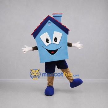 Custom Blue and Red House Mascot Costume Adult Full Body Suit for Community Events