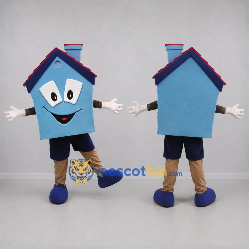 Custom Blue and Red House Mascot Costume Adult Full Body Suit for Community Events Custom Blue and Red House Mascot Costume Adult Full Body Suit for Community Events