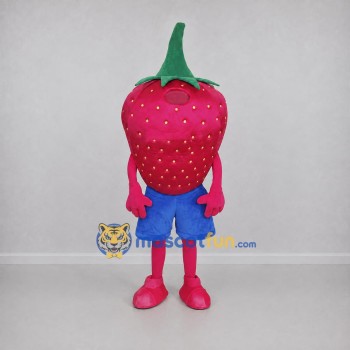 Custom Pink and Green Strawberry Mascot Costume Adult Full Body Suit for Food Festivals Custom Pink and Green Strawberry Mascot Costume Adult Full Body Suit for Food Festivals