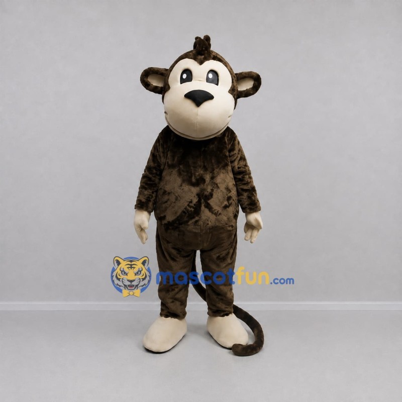 Custom Brown and Cream Monkey Mascot Costume Adult Full Body Suit for Jungle Events Custom Brown and Cream Monkey Mascot Costume Adult Full Body Suit for Jungle Events
