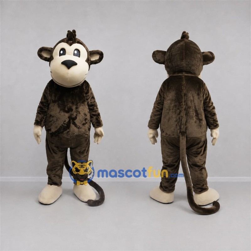 Custom Brown and Cream Monkey Mascot Costume Adult Full Body Suit for Jungle Events Custom Brown and Cream Monkey Mascot Costume Adult Full Body Suit for Jungle Events