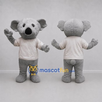 Custom Gray and White Koala Mascot Costume Adult Full Body Suit for Wildlife Events