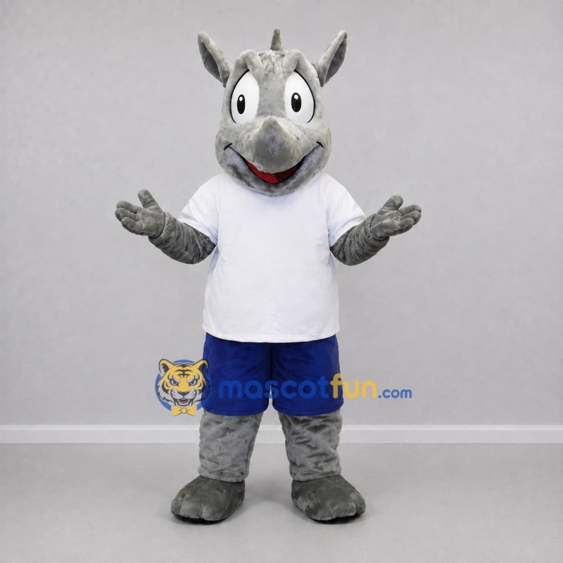 Custom Gray and White Rhinoceros Mascot Costume Adult Full Body Suit for Wildlife Events Custom Gray and White Rhinoceros Mascot Costume Adult Full Body Suit for Wildlife Events