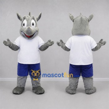Custom Gray and White Rhinoceros Mascot Costume Adult Full Body Suit for Wildlife Events