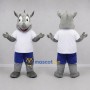 Custom Gray and White Rhinoceros Mascot Costume Adult Full Body Suit for Wildlife Events