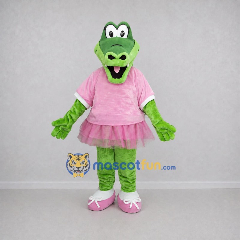 Custom Green and Pink Crocodile Mascot Costume Adult Full Body Suit for School Events Custom Green and Pink Crocodile Mascot Costume Adult Full Body Suit for School Events
