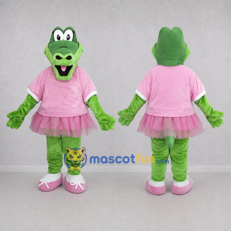Custom Green and Pink Crocodile Mascot Costume Adult Full Body Suit for School Events Custom Green and Pink Crocodile Mascot Costume Adult Full Body Suit for School Events