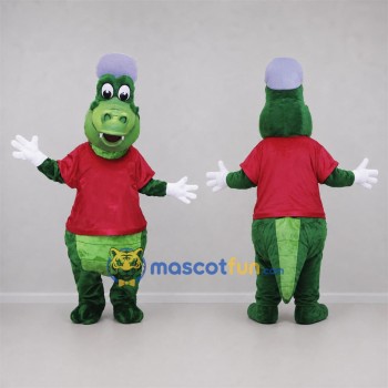 Custom Green and Red Crocodile Mascot Costume Adult Full Body Suit for School Events