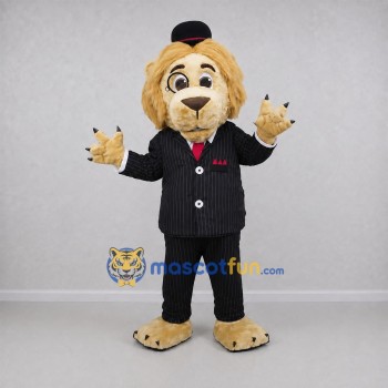 Custom Tan and Black Gentleman Lion Mascot Costume Adult Full Body Suit for Formal Events Custom Tan and Black Gentleman Lion Mascot Costume Adult Full Body Suit for Formal Events