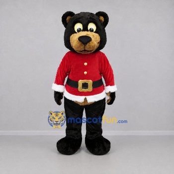 Custom Black and Red Santa Bear Mascot Costume Adult Full Body Suit for Christmas Events Custom Black and Red Santa Bear Mascot Costume Adult Full Body Suit for Christmas Events