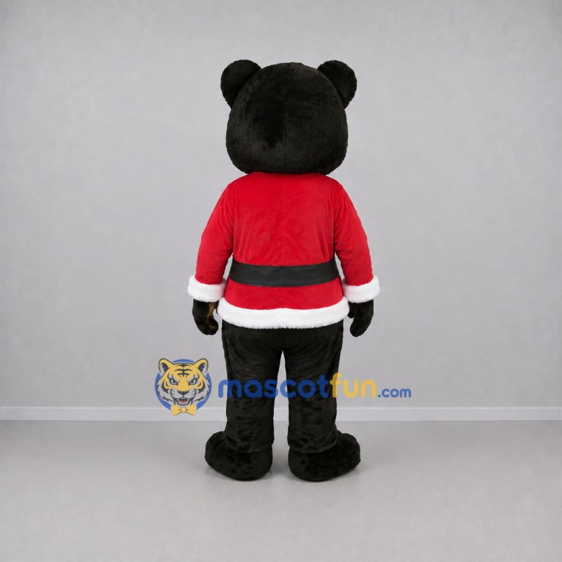Custom Black and Red Santa Bear Mascot Costume Adult Full Body Suit for Christmas Events Custom Black and Red Santa Bear Mascot Costume Adult Full Body Suit for Christmas Events