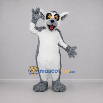Custom Gray and White Lemur Mascot Costume Adult Full Body Suit for Wildlife Events