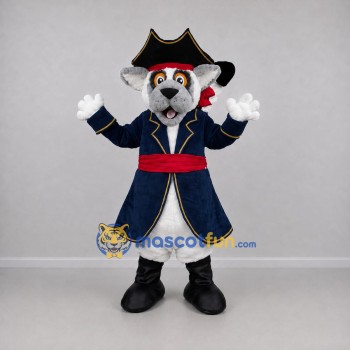 Custom Gray and Navy Blue Pirate Lemur Mascot Costume Adult Full Body Suit for Pirate Parties Custom Gray and Navy Blue Pirate Lemur Mascot Costume Adult Full Body Suit for Pirate Parties