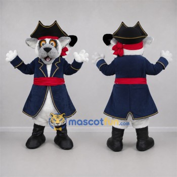 Custom Gray and Navy Blue Pirate Lemur Mascot Costume Adult Full Body Suit for Pirate Parties