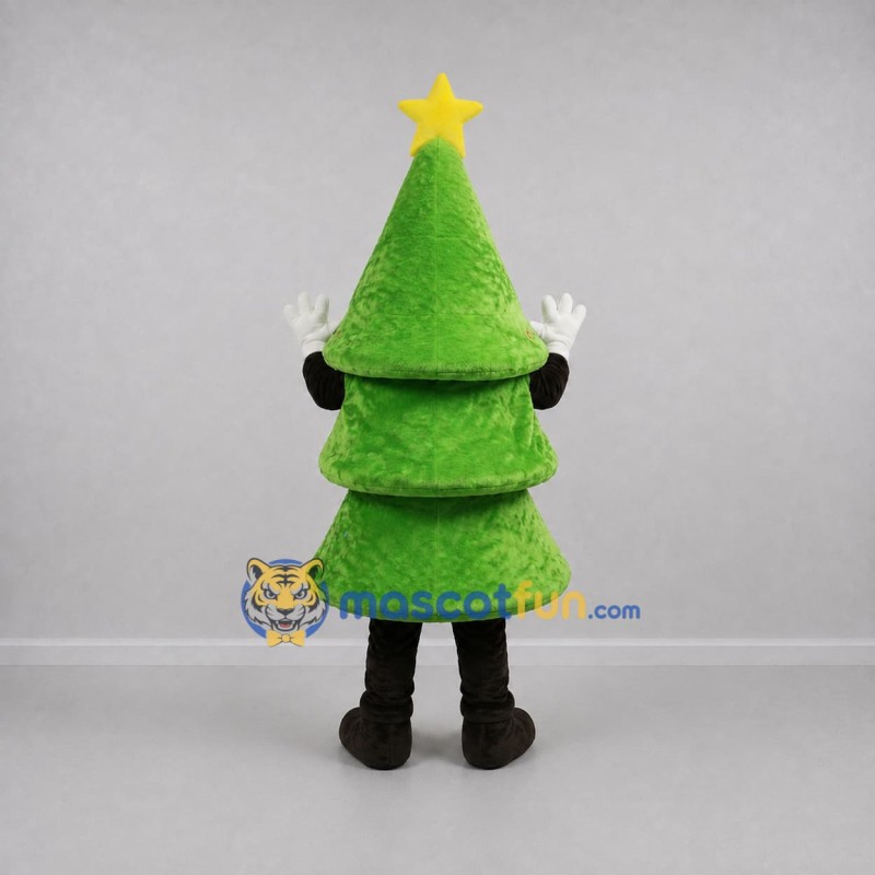 Custom Green and Yellow Christmas Tree Mascot Costume Adult Full Body Suit for Christmas Events Custom Green and Yellow Christmas Tree Mascot Costume Adult Full Body Suit for Christmas Events