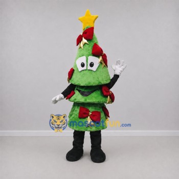 Custom Green and Red Christmas Tree Mascot Costume Adult Full Body Suit for Christmas Events