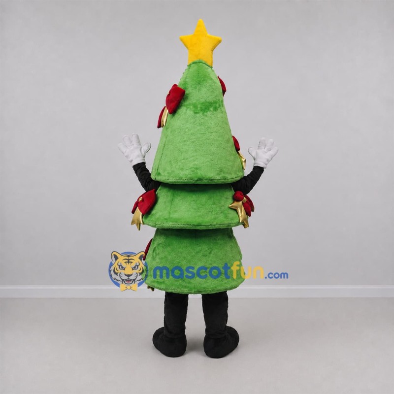 Custom Green and Red Christmas Tree Mascot Costume Adult Full Body Suit for Christmas Events Custom Green and Red Christmas Tree Mascot Costume Adult Full Body Suit for Christmas Events
