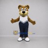 Custom Brown and Navy Blue Bear Mascot Costume Adult Full Body Suit for Sports Events Custom Brown and Navy Blue Bear Mascot Costume Adult Full Body Suit for Sports Events