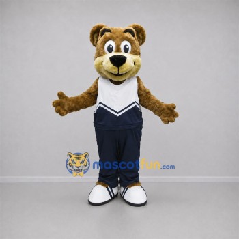 Custom Brown and Navy Blue Bear Mascot Costume Adult Full Body Suit for Sports Events Custom Brown and Navy Blue Bear Mascot Costume Adult Full Body Suit for Sports Events