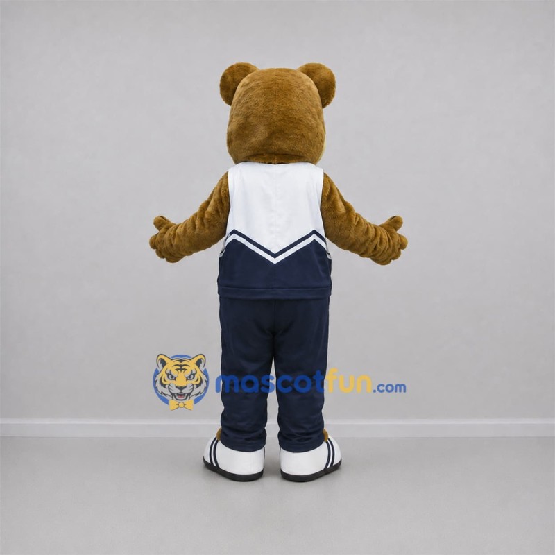 Custom Brown and Navy Blue Bear Mascot Costume Adult Full Body Suit for Sports Events Custom Brown and Navy Blue Bear Mascot Costume Adult Full Body Suit for Sports Events