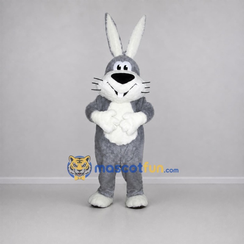 Custom Gray and White Rabbit Mascot Costume Adult Full Body Suit for Easter Events Custom Gray and White Rabbit Mascot Costume Adult Full Body Suit for Easter Events