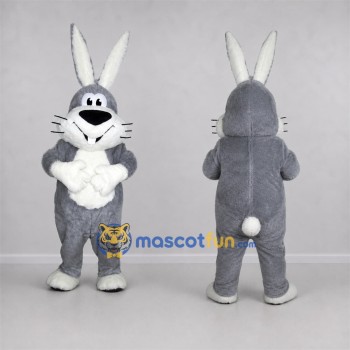Custom Gray and White Rabbit Mascot Costume Adult Full Body Suit for Easter Events