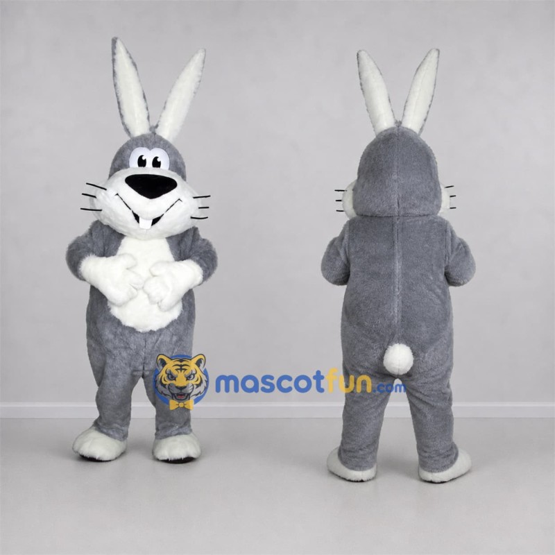 Custom Gray and White Rabbit Mascot Costume Adult Full Body Suit for Easter Events Custom Gray and White Rabbit Mascot Costume Adult Full Body Suit for Easter Events