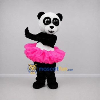 Custom Black and Pink Ballerina Panda Mascot Costume Adult Full Body Suit for Dance Events Custom Black and Pink Ballerina Panda Mascot Costume Adult Full Body Suit for Dance Events