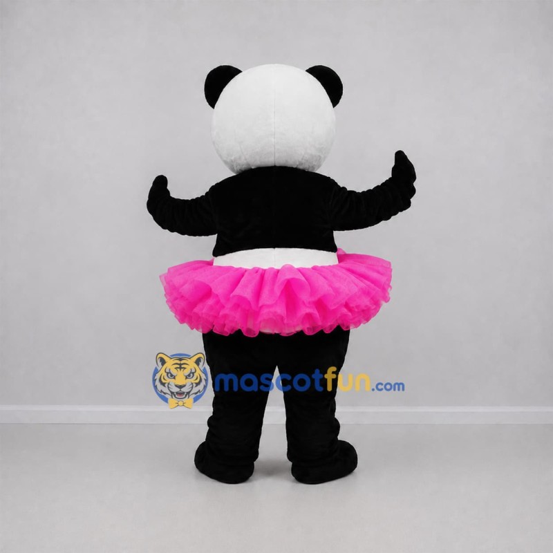 Custom Black and Pink Ballerina Panda Mascot Costume Adult Full Body Suit for Dance Events Custom Black and Pink Ballerina Panda Mascot Costume Adult Full Body Suit for Dance Events