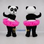 Custom Black and Pink Ballerina Panda Mascot Costume Adult Full Body Suit for Dance Events