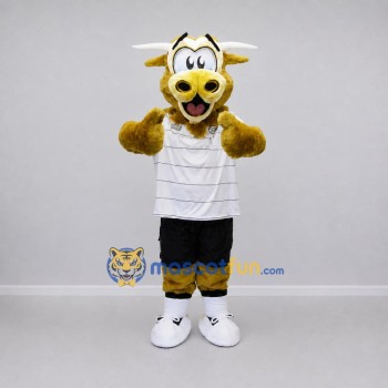 Custom Golden Yellow and White Bull Mascot Costume Adult Full Body Suit for Sports Events Custom Golden Yellow and White Bull Mascot Costume Adult Full Body Suit for Sports Events