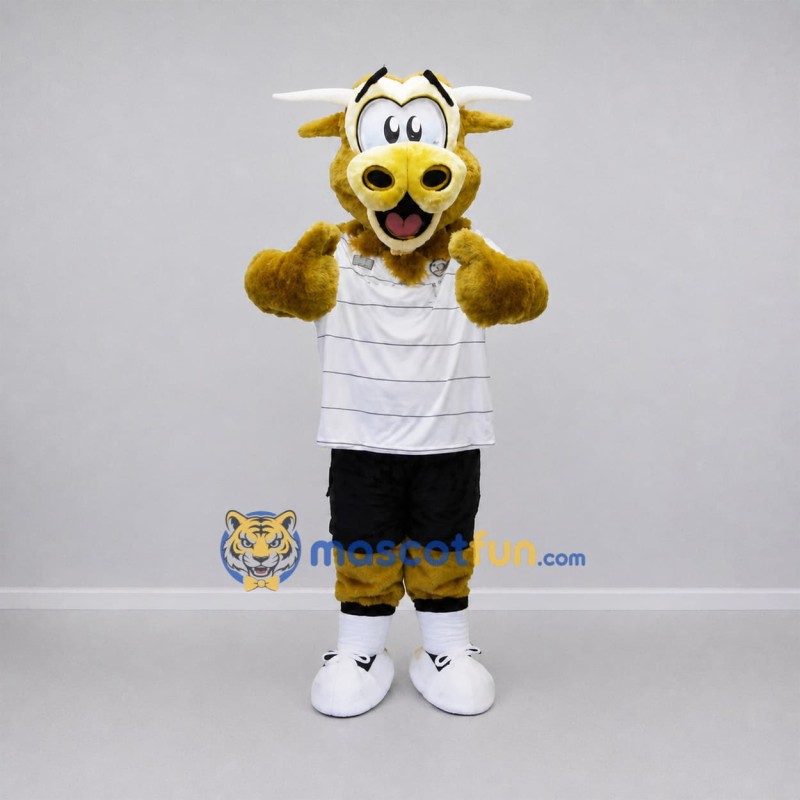 Custom Golden Yellow and White Bull Mascot Costume Adult Full Body Suit for Sports Events Custom Golden Yellow and White Bull Mascot Costume Adult Full Body Suit for Sports Events