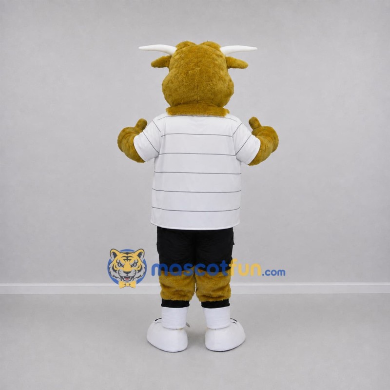 Custom Golden Yellow and White Bull Mascot Costume Adult Full Body Suit for Sports Events Custom Golden Yellow and White Bull Mascot Costume Adult Full Body Suit for Sports Events