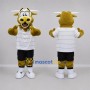 Custom Golden Yellow and White Bull Mascot Costume Adult Full Body Suit for Sports Events