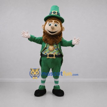 Custom Green and Gold Leprechaun Mascot Costume Adult Full Body Suit for St Patricks Day Events Custom Green and Gold Leprechaun Mascot Costume Adult Full Body Suit for St Patricks Day Events