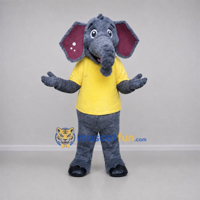 Custom Gray and Yellow Elephant Mascot Costume Adult Full Body Suit for Wildlife Events Custom Gray and Yellow Elephant Mascot Costume Adult Full Body Suit for Wildlife Events
