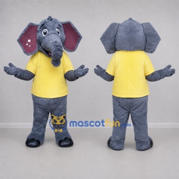 Custom Gray and Yellow Elephant Mascot Costume Adult Full Body Suit for Wildlife Events