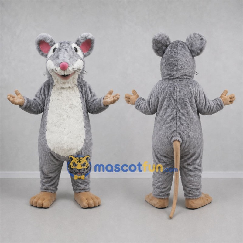 Custom Gray and White Mouse Mascot Costume Adult Full Body Suit for School Events Custom Gray and White Mouse Mascot Costume Adult Full Body Suit for School Events