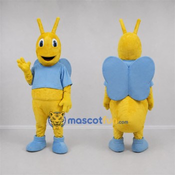 Custom Yellow and Blue Butterfly Mascot Costume Adult Full Body Suit for Nature Events