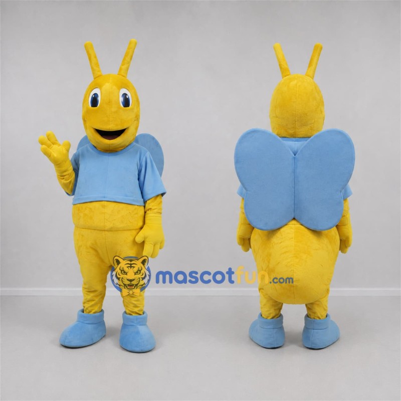 Custom Yellow and Blue Butterfly Mascot Costume Adult Full Body Suit for Nature Events Custom Yellow and Blue Butterfly Mascot Costume Adult Full Body Suit for Nature Events