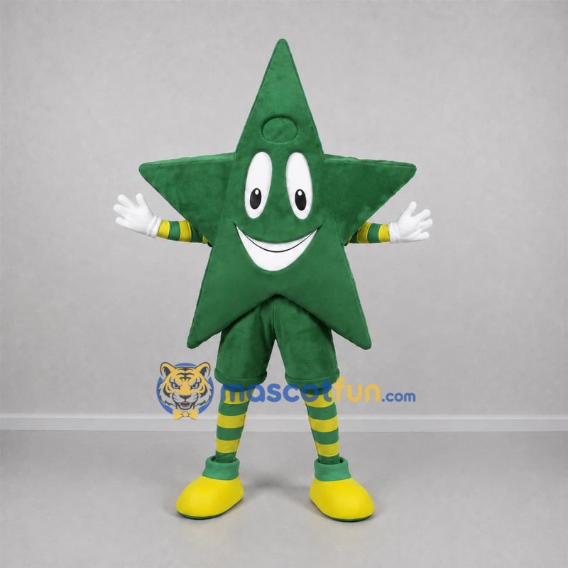Custom Green and Yellow Star Mascot Costume Adult Full Body Suit for School Events Custom Green and Yellow Star Mascot Costume Adult Full Body Suit for School Events