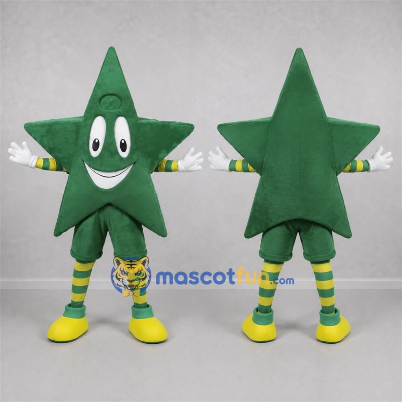 Custom Green and Yellow Star Mascot Costume Adult Full Body Suit for School Events Custom Green and Yellow Star Mascot Costume Adult Full Body Suit for School Events