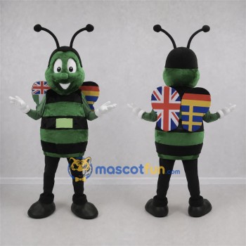 Custom Green and Black Butterfly Mascot Costume Adult Full Body Suit for School Events