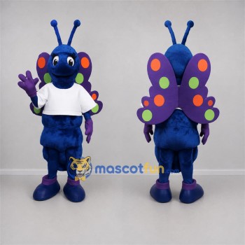 Custom Blue and Purple Butterfly Mascot Costume Adult Full Body Suit for Nature Events