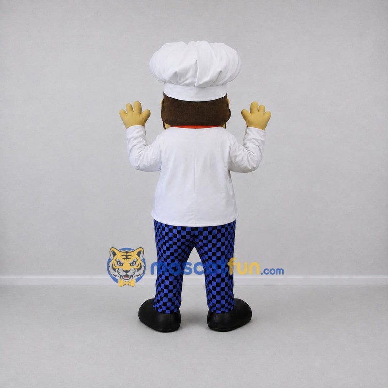 Custom White and Blue Chef Mascot Costume Adult Full Body Suit for Food Festivals Custom White and Blue Chef Mascot Costume Adult Full Body Suit for Food Festivals