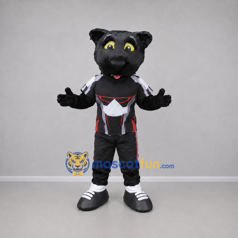 Custom Black and White Panther Mascot Costume Adult Full Body Suit for Sports Events Custom Black and White Panther Mascot Costume Adult Full Body Suit for Sports Events