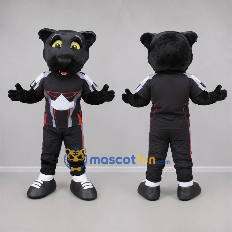 Custom Black and White Panther Mascot Costume Adult Full Body Suit for Sports Events Custom Black and White Panther Mascot Costume Adult Full Body Suit for Sports Events